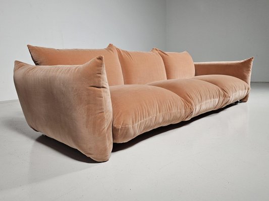 Marenco Three-Seater Sofa in Peach Pink Cotton Velvet by Mario Marenco for Arflex, 1970s-UJI-2026594