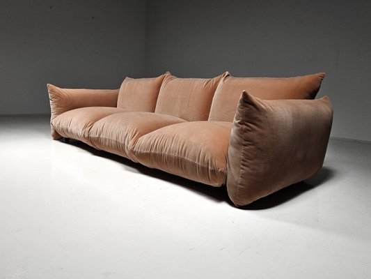 Marenco Three-Seater Sofa in Peach Pink Cotton Velvet by Mario Marenco for Arflex, 1970s-UJI-2026594