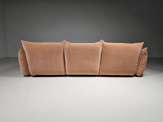 Marenco Three-Seater Sofa in Peach Pink Cotton Velvet by Mario Marenco for Arflex, 1970s-UJI-2026594