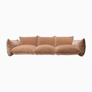 Marenco Three-Seater Sofa in Peach Pink Cotton Velvet by Mario Marenco for Arflex, 1970s-UJI-2026594