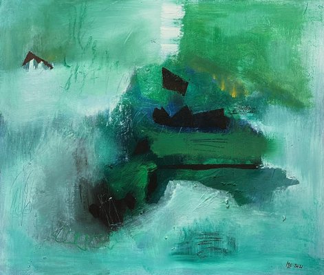 Margot Ledergerber, Abstract Composition, 2021, Mixed Media on Masonite-CHG-1414066