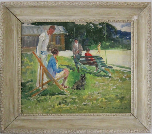 Marguerite Mary Darbour, The Tennis Court, Oil on Canvas, 1930s