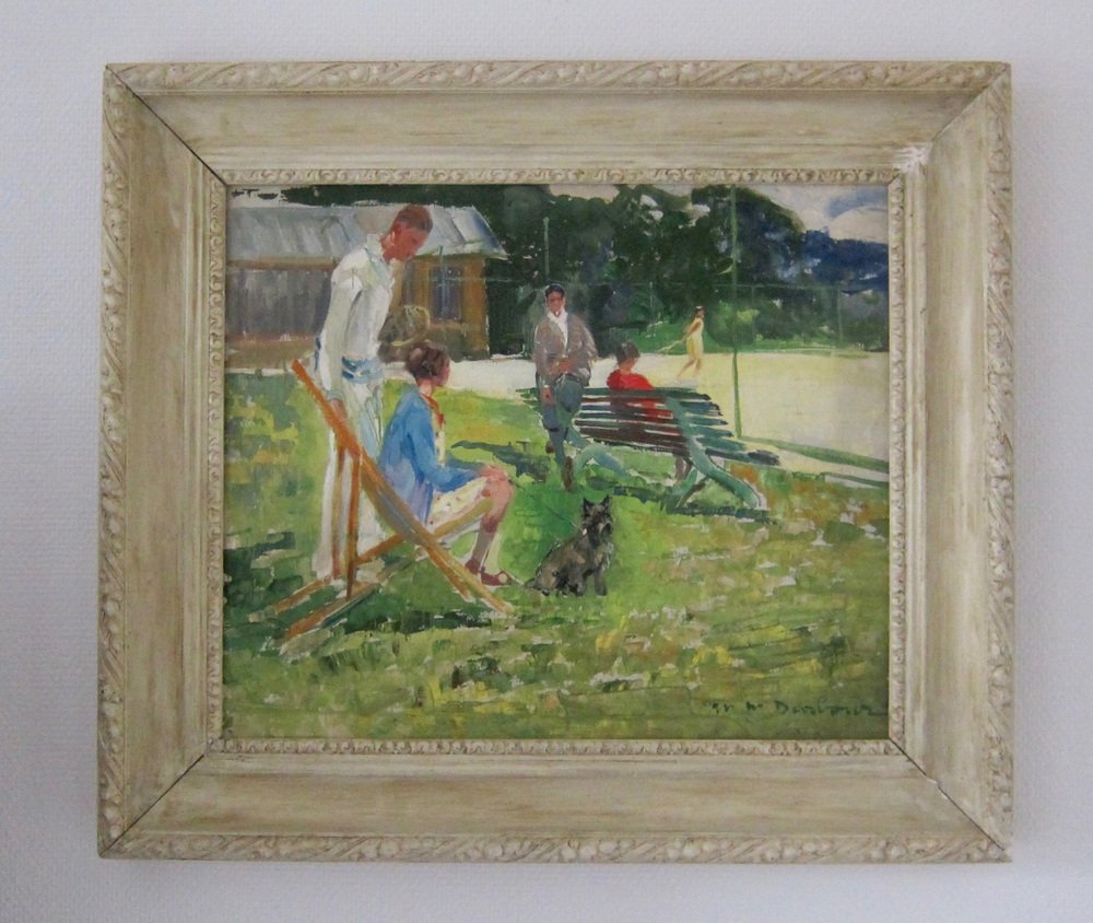 Marguerite Mary Darbour, The Tennis Court, Oil on Canvas, 1930s