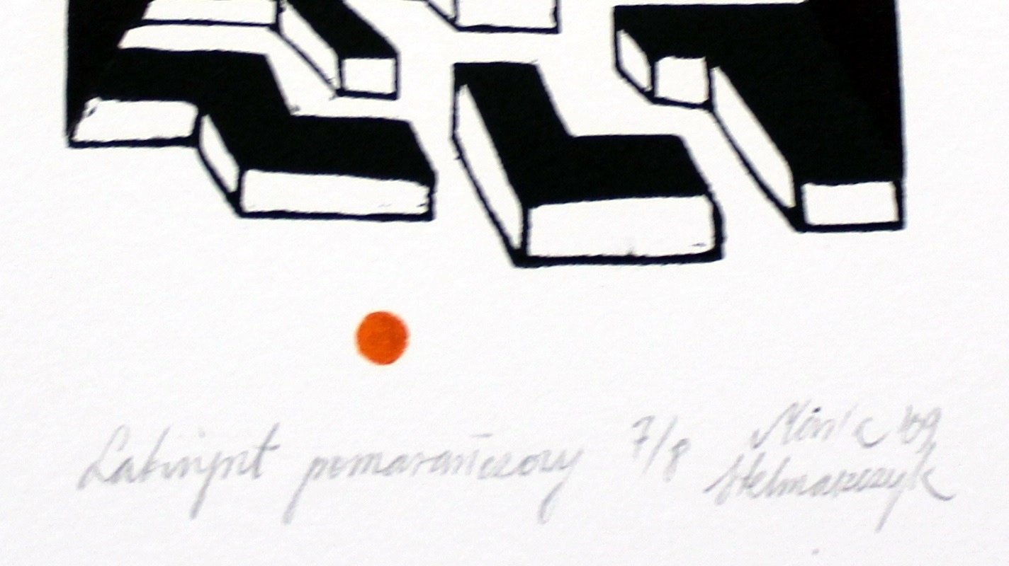 Maria Stelmaszczyk, An Orange Labyrinth, Linocut on Paper, 2009