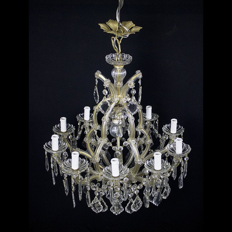 Maria Teresa Chandelier with 10 Lights in Bohemian Crystal, 1950s