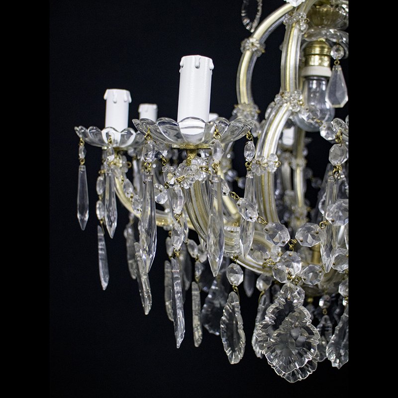 Maria Teresa Chandelier with 10 Lights in Bohemian Crystal, 1950s