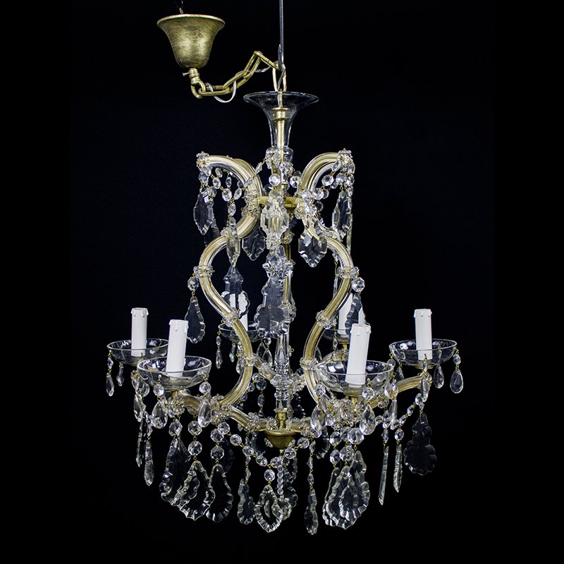 Maria Teresa Chandelier with 6 Lights in Bohemian Crystal, 1950s