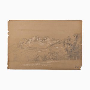 Marie Hector Yvert, Alpine Landscape, Original Pencil & Chalk Drawing, 19th Century-ZCI-1758874