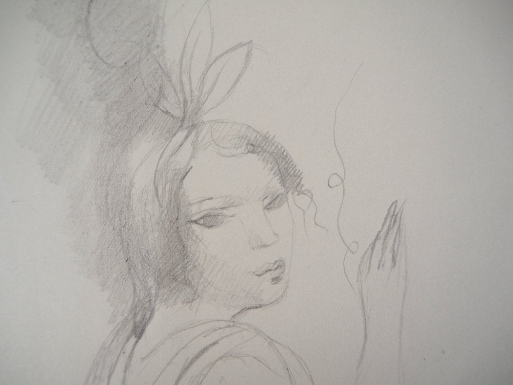 Marie Laurencin, Girl with a Bow, Original Pencil Drawing