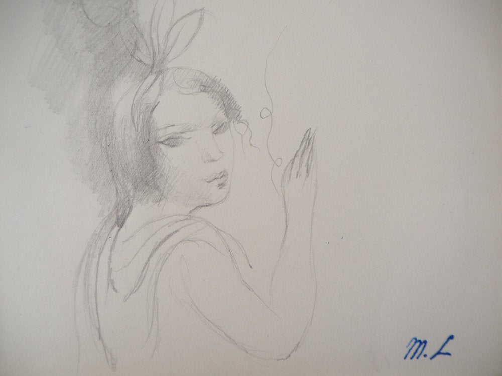 Marie Laurencin, Girl with a Bow, Original Pencil Drawing