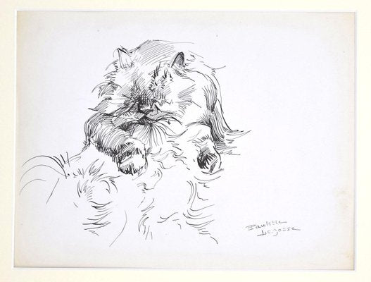 Marie Paulette Lagosse, The Cat, Pen on Paper, 1970s-ZCI-822919