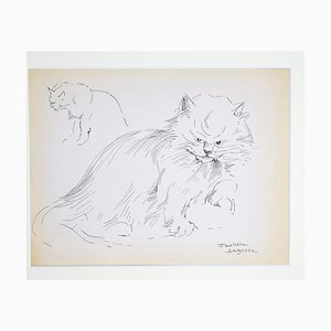 Marie Paulette Lagosse, The Cat, Pen on Paper, 1970s-ZCI-822921