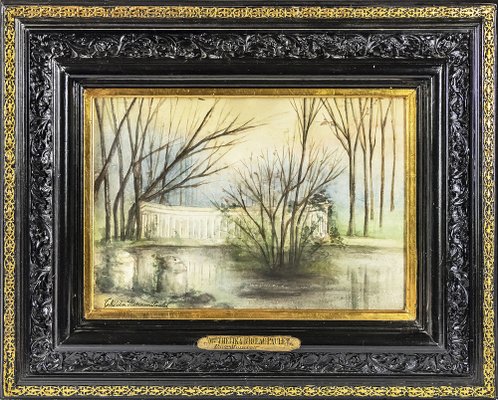 Marie Thelika Rideau Paulet, Parc Monceau, 19th Century, Watercolor, Framed-ZVH-1317665