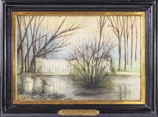 Marie Thelika Rideau Paulet, Parc Monceau, 19th Century, Watercolor, Framed-ZVH-1317665