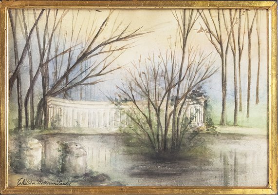 Marie Thelika Rideau Paulet, Parc Monceau, 19th Century, Watercolor, Framed-ZVH-1317665