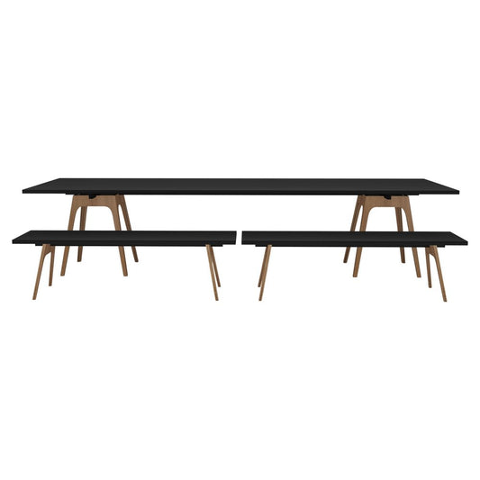 Marina Black Dining Table and Benches by Cools Collection, Set of 3