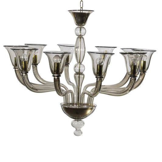 Marina Chandelier in Smoked Murano Glass by Bottega Veneziana