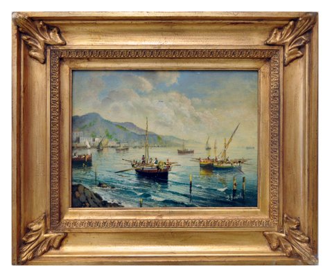 Marina, Posillipo School, Oil on Board-YUW-919759