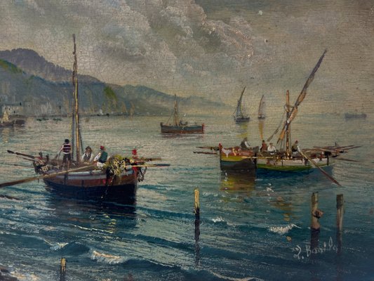 Marina, Posillipo School, Oil on Board-YUW-919759