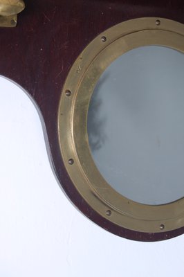 Marine Style Coat Rack with Porthole Mirror and Brass Details-XSG-1009501