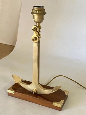 Marine Table Lamp with Anchor in Gold-Colored Brass, 1960-UR-1767098