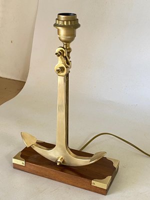 Marine Table Lamp with Anchor in Gold-Colored Brass, 1960-UR-1767098