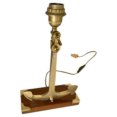 Marine Table Lamp with Anchor in Gold-Colored Brass, 1960-UR-1767098