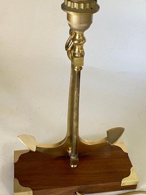 Marine Table Lamp with Anchor in Gold-Colored Brass, 1960-UR-1767098