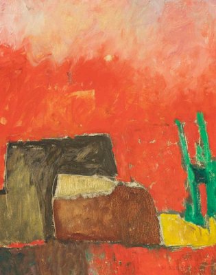 Mario Asnago, Abstract Landscape, Original Oil Painting, 1950s-ZCI-1438146