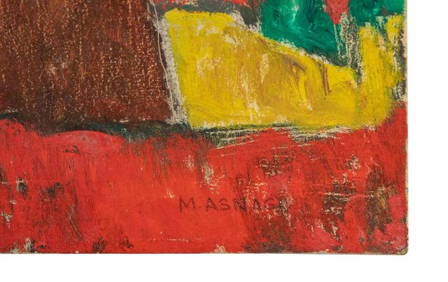 Mario Asnago, Abstract Landscape, Original Oil Painting, 1950s-ZCI-1438146