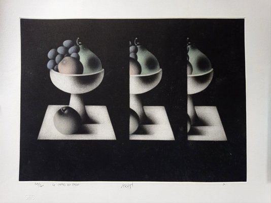 Mario Avati, Le Temp Qui Passe, Original Mezzotint-NRC-1452766