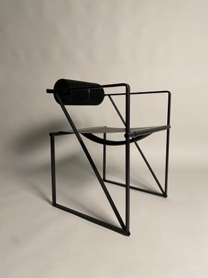 Mario Botta, Second Black Metal Chairs, Aka Mod. 602, 1980s attributed to Mario Botta, 1982, Set of 3-KKZ-1814189