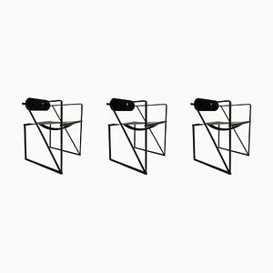 Mario Botta, Second Black Metal Chairs, Aka Mod. 602, 1980s attributed to Mario Botta, 1982, Set of 3-KKZ-1814189