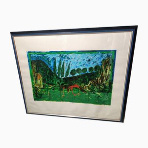 Mario Schifano, Landscape, 1970s, Color Lithograph, Framed-OHK-1739097