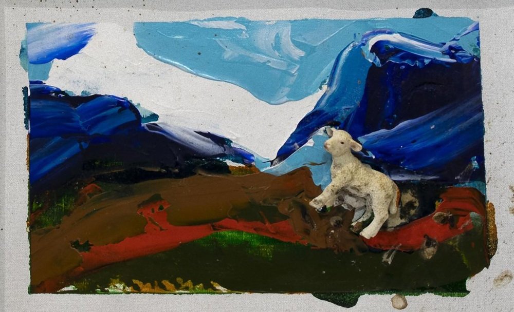 Mario Schifano, Untitled, Lamb, Mixed Media, 1995