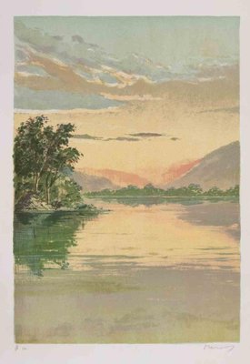 Mario Sportelli, Sunrise on the Lake, Original Lithograph, 1970s-ZCI-1379810