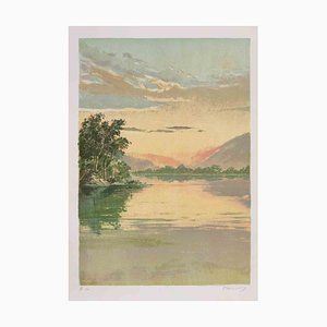 Mario Sportelli, Sunrise on the Lake, Original Lithograph, 1970s-ZCI-1379810