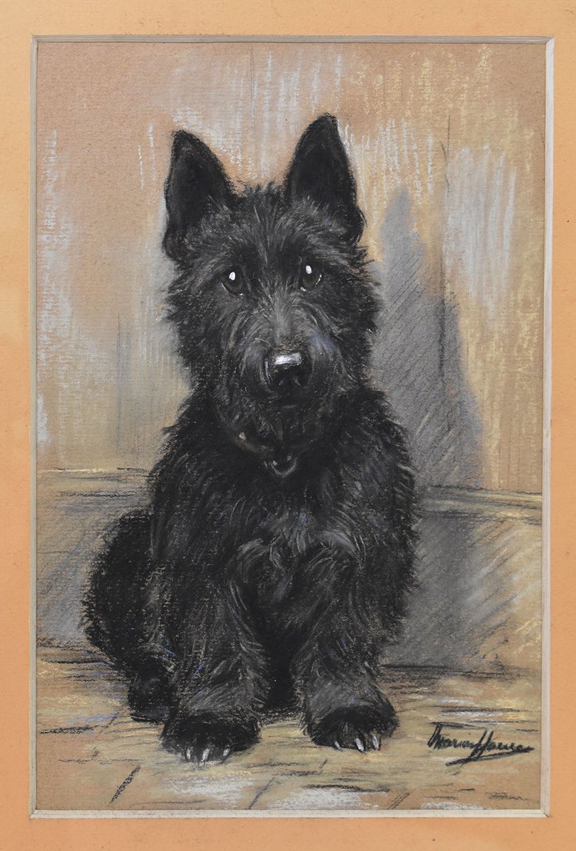 Marion Rodger Hamilt Harvey, Dogs Portrait, Pastel on Paper, 20th Century, Framed