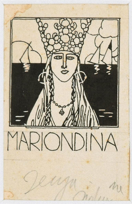 Mariondina - Illustration - Original China Ink by Bruno Angoletta - 1930s 1930's