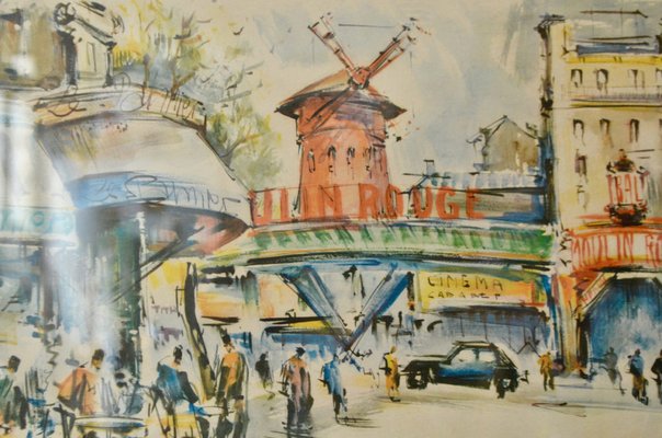 Marius Girard, Le Moulin Rouge, 1950s, Lithograph, Framed-AIU-1785410