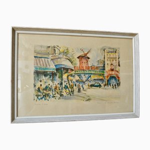 Marius Girard, Le Moulin Rouge, 1950s, Lithograph, Framed-AIU-1785410