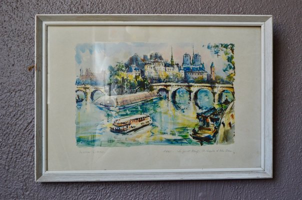 Marius Girard, Le Pont Neuf, Paris, 1950s, Lithograph, Framed-AIU-1800343