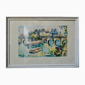 Marius Girard, Le Pont Neuf, Paris, 1950s, Lithograph, Framed-AIU-1800343