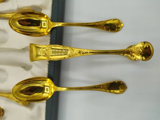 Marly Gold-Plated Dessert Service from Christofle, 1950s, Set of 26-EAD-2027532