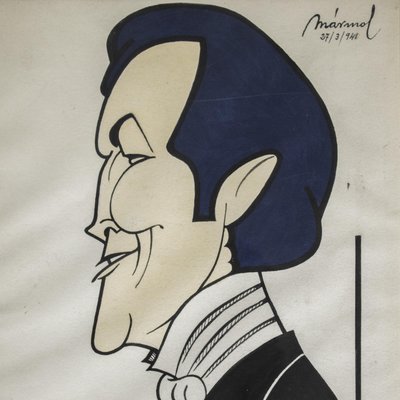 Mármol, Portrait of John Barrymore, 1939, Ink on Paper, Framed-UZ-1431319