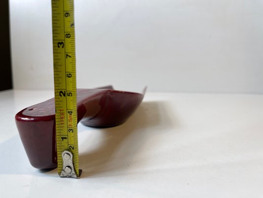 Maroon Glaze Ceramic Wall Hung Candleholder by Arnold Wiig, Norway, 1970s-LCR-1451197