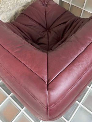 Maroon Leather Togo Sofa Set by Michel Ducaroy for Ligne Roset, Set of 5-LRD-1697657