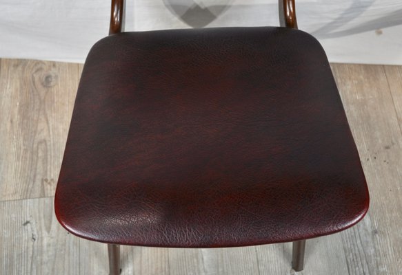 Maroon Leatherette Chairs by Louis van Teeffelen, 1960s, Set of 4-ROJ-655111