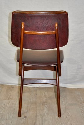 Maroon Leatherette Chairs by Louis van Teeffelen, 1960s, Set of 4-ROJ-655111