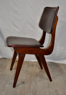 Maroon Leatherette Chairs by Louis van Teeffelen, 1960s, Set of 4-ROJ-655111